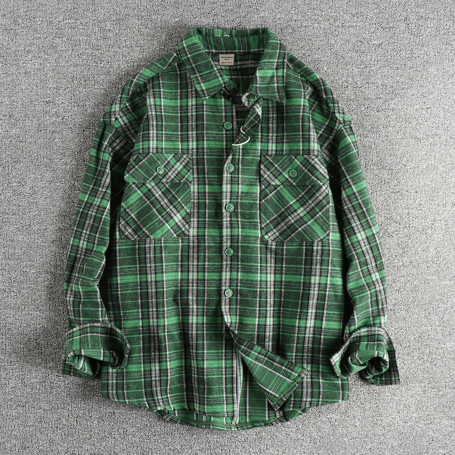 

Autumn Winter Plaid Casual Shirt Men's Loose Comfortable Workwear Shirt High Street Retro Trend Customized Fabric Long Sleeve