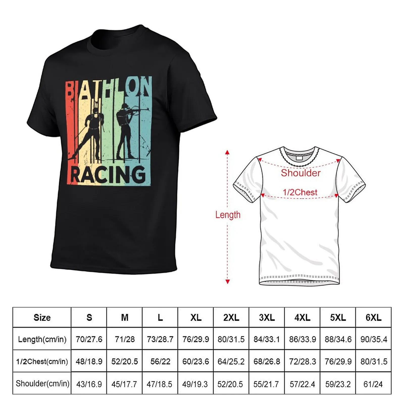 Biathlon Racing Vintage Retro T-Shirt blue archive sports fans tops anime figures t shirt men