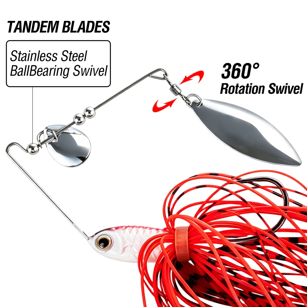 4pcs 18g Spinnerbait Fishing Lure Double Blade Weedless Jig Artificial Hard Bait with Silicone Skirt view 6