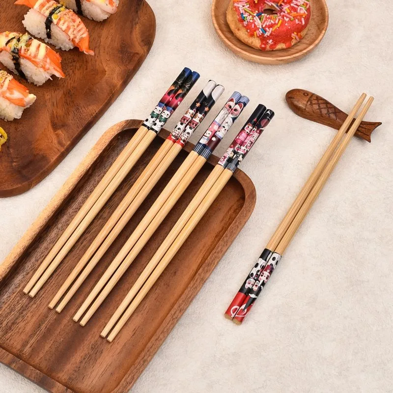 10-teiliges Essstäbchen-Set aus Bambusholz, chinesisches Essen, Geschirr, japanische Sushi-Sticks, waschbare Geschirr, Küchenzubehör-Set