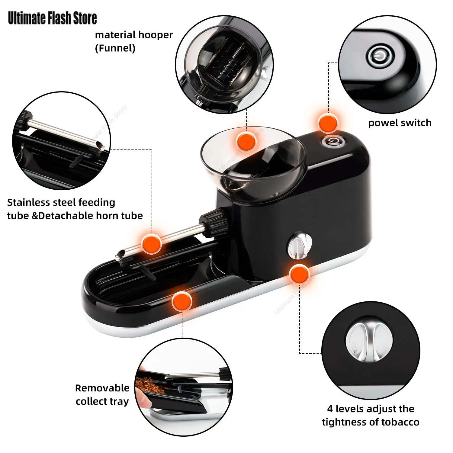 المخاريط الكهربائية آلة المتداول محمل أوتوماتيكي المحمولة قبل توالت المخاريط ملء التبغ التدخين الملك حجم 65 مللي متر 80 مللي متر حاقن #3