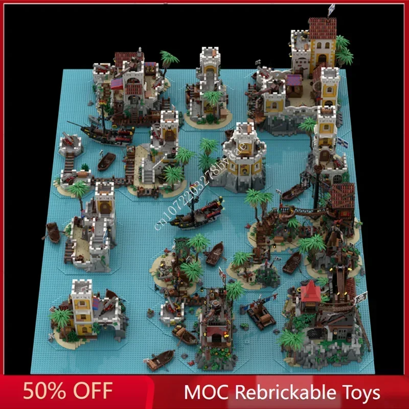 Décennie s de Construction du Château d'Eau Bordée, Modèle MOC, UlOscar Pirates World View, Idées Créatives DIY, Jouet Rétro, Cadeaux d'Anniversaire, 21620PCs