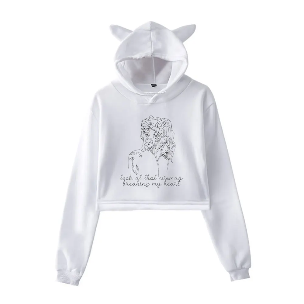 Role Model Merch Vintage 90s Streetwear logo Hoodie Hoodies Sweatshirts for Girls Cat Ear Crop Fashion Sports Pullover