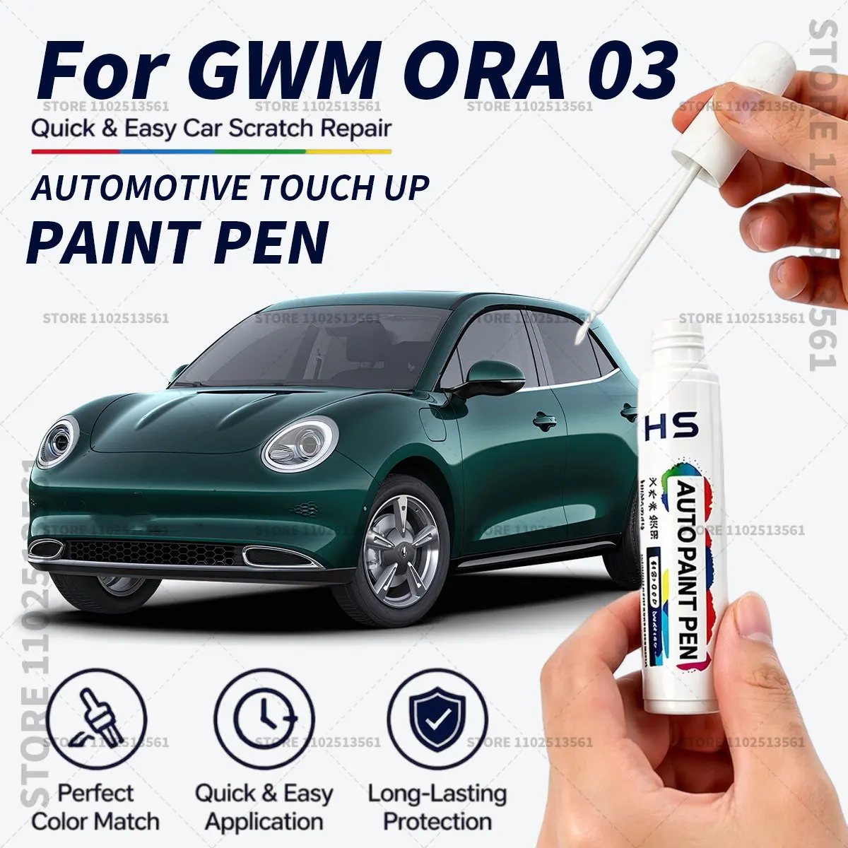 Für GWM ORA 03 Lackstift zur Lackreparatur, Auto-Lackstift für Kratzer, Farben: Dunkelblau, Grau, Creme, Grün, Weiß, Beige, Rot