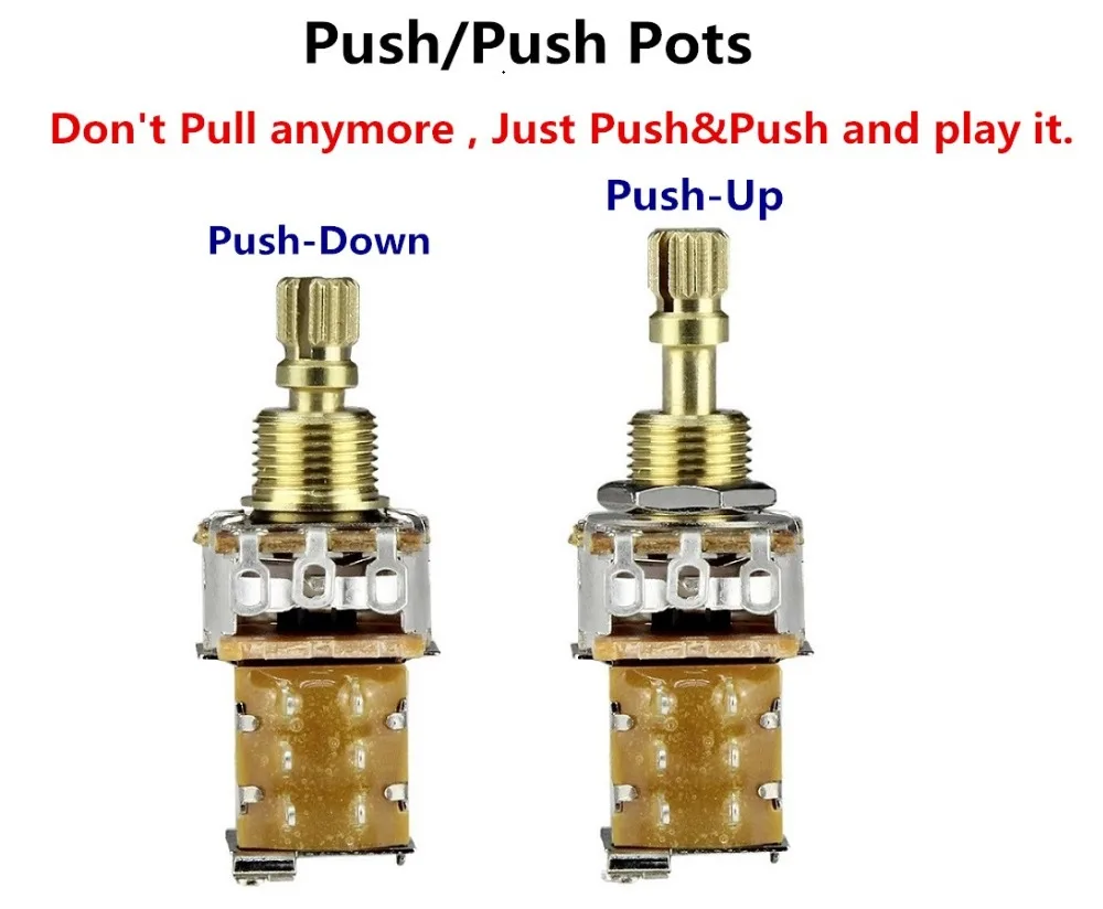 1PCS Guitar Potentiometer Push Push Potentiometer A250K / B250K /A500K/B500K Copper Short Split Shaft (Don't Pull Anymore)