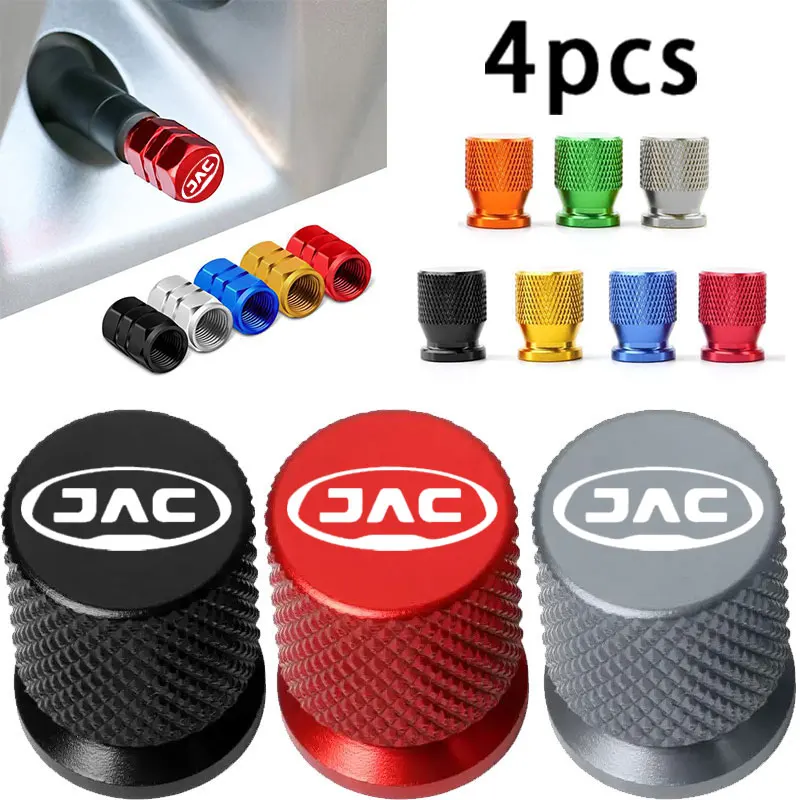 4PCS Acessórios Coloridos para Carro, Tampa de Válvula de Pneu para JAC Refine J3 J4 J7 JS2 JS3 JS4 KR1 S2 3 4 5 7
