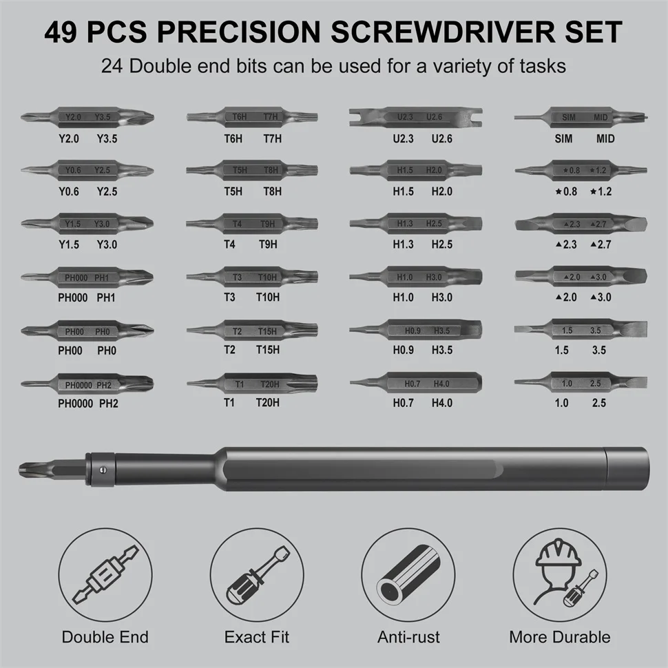 49 in 1 Precision Screwdriver Set Torx Phillips Magnetic Screw Driver Bits with Magnetic Pad for Xiaomi IPhone Watch Mini Tool