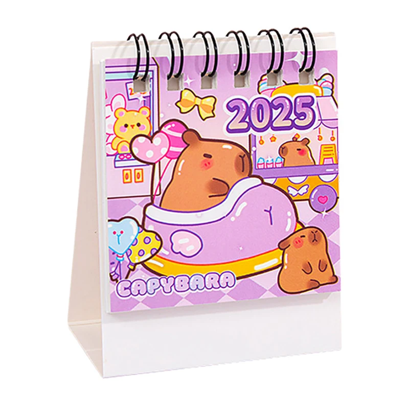 2025 Mini Desk Calendar Office Desktop School Supplies Cute Capybara Desk Calendar Monthly Planner Desk Accessories Decoration