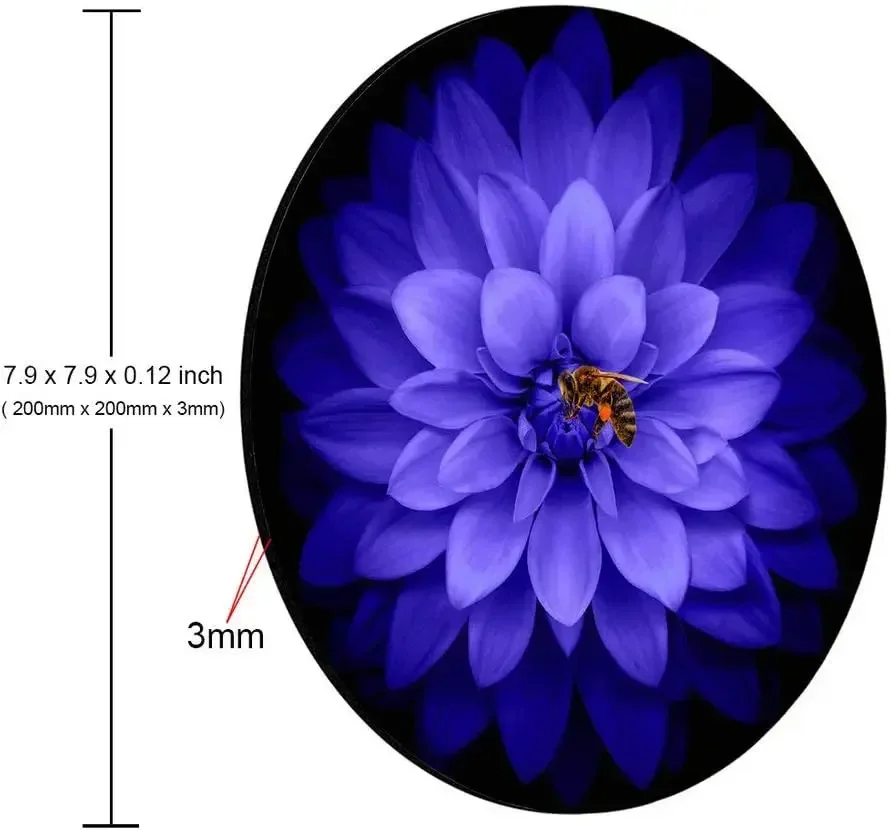 Mouse pad custom Mouse pad 1pc Watercolor Purple Flower Round Gaming 7 9 x 7 9 x 0 12 Inch