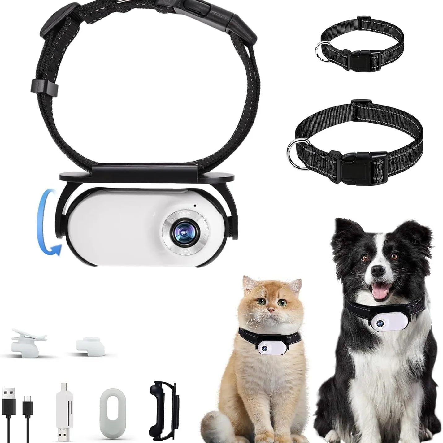 HD 1080P Dog Tracker Collar Cat Collars Camera Lightweight Sport Action Camera Video Photo Records Mini Body Cam Pet Supplies