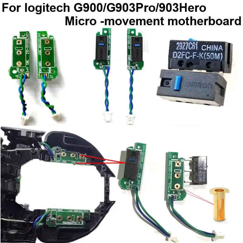 For Logitech G900G903G903 HERO mouse hot-swappable welding-free micro switch small board left and right button replacement parts