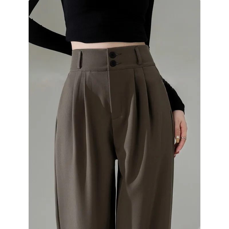 

Deeptown Vintage Suit Pants Women Wide High Waist Loose Straight Elegant Classic Office Palazzo Trousers Autumn Korean Fashion