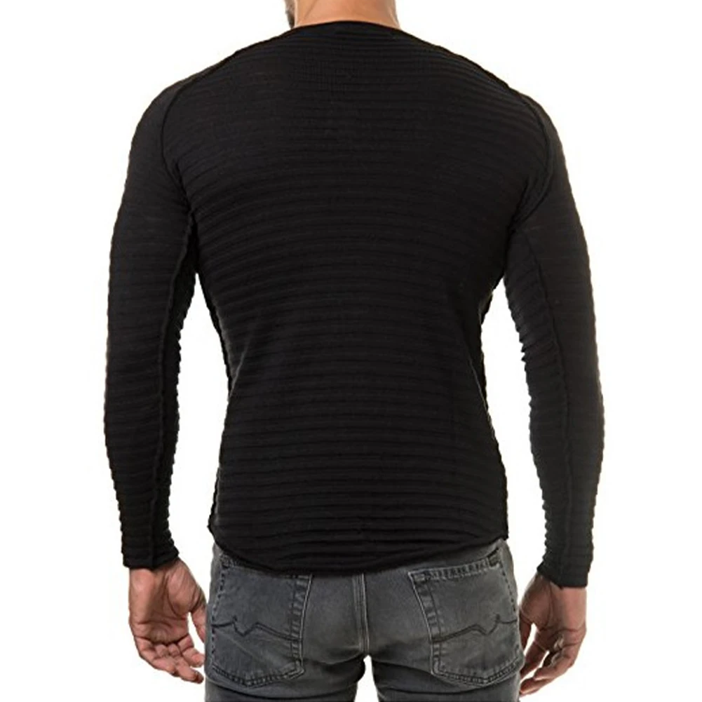 Pull à Col Ras du Cou pour Homme, Haut Solide, Coupe Cintrée, Manches sulf, Col Rond, Printemps, Automne, Hiver