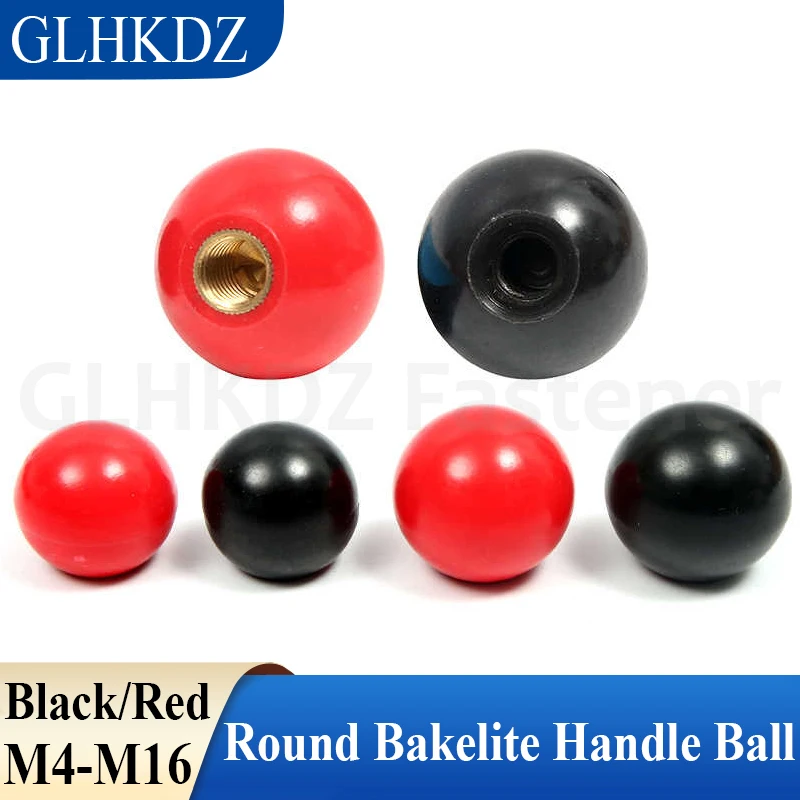 

M4-M16 Round Ball Handle Ball Knobs Bakelite Lever Knob Grip Handles Of Furniture Or Machine Tool Replacement Black/Red