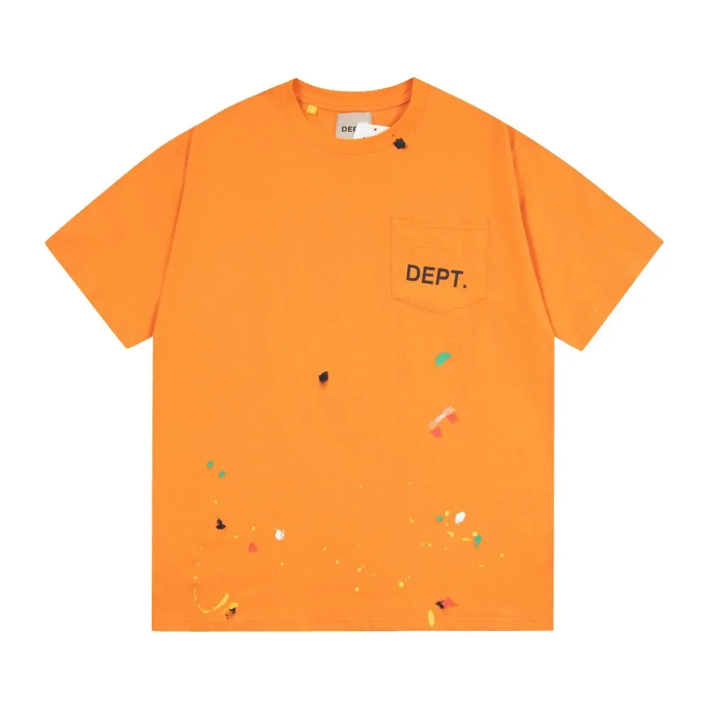 DEPT Fashion Design Tee Man Brand orange Letter Print Graffiti Gallery Logo TShirt Loose Oversized Hip Hop Cotton casual Shirt