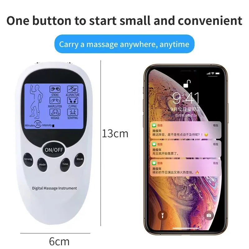 Dual Channel Electric TENS Physiotherapy Massager Relax Muscle  Stimulator + 8 Gel Electrode Pads Health Care