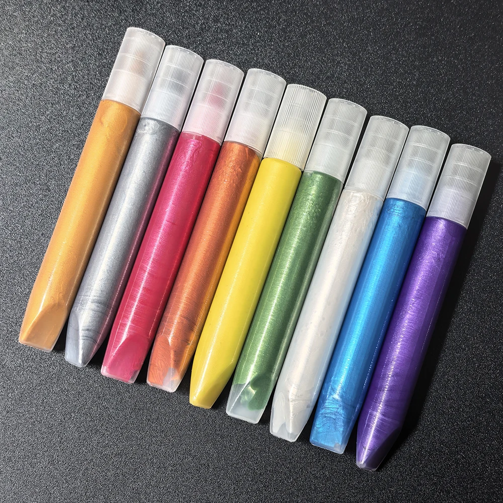 10ml Pearlescent Acrylic Tracing Pen with 3D Metallic Pigments for Glass Painting Golden & Silvery 3D Outlining Pen