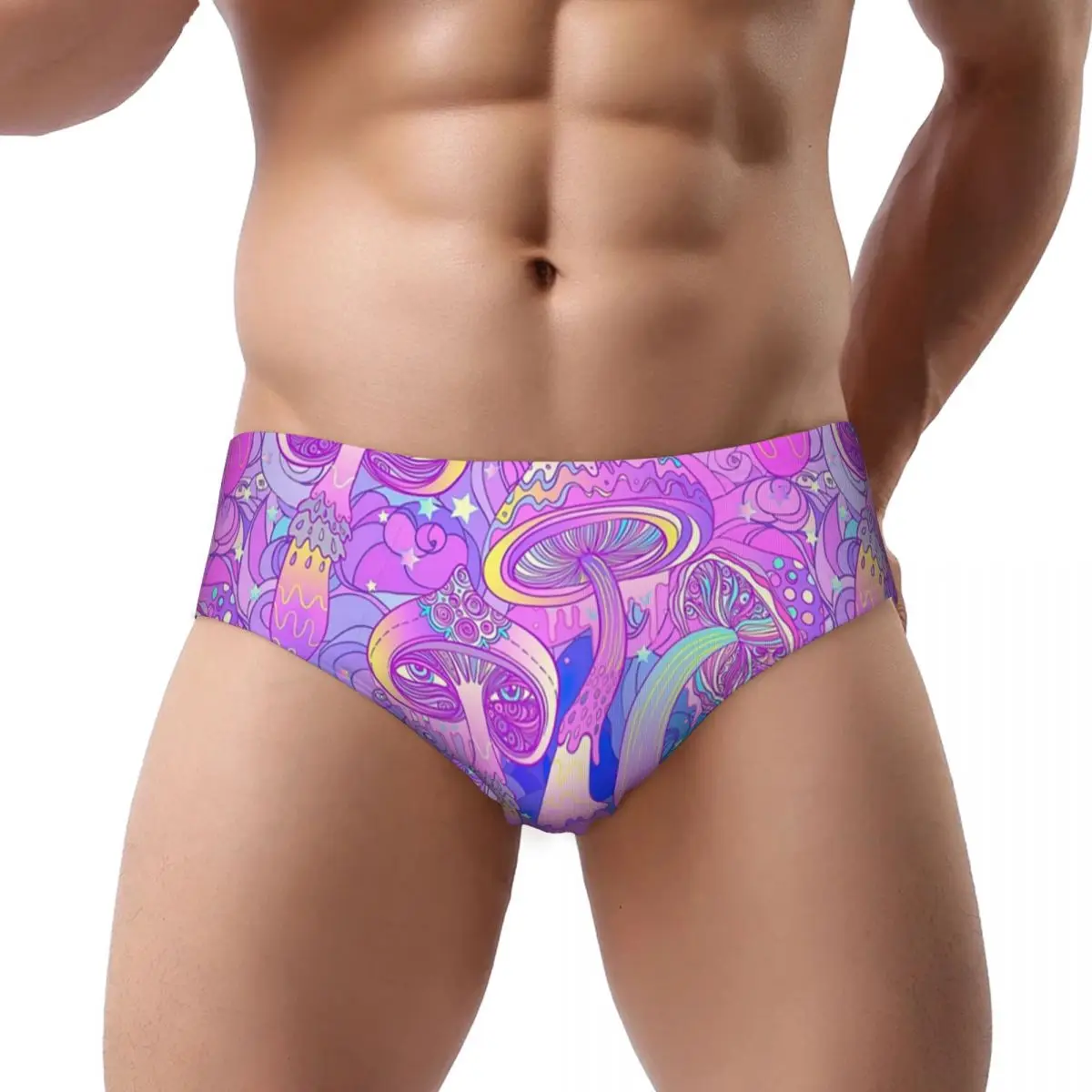 Custom Men Psychedelic Magic Mushrooms Print Panties Underwear Male Breathable Briefs Underpants