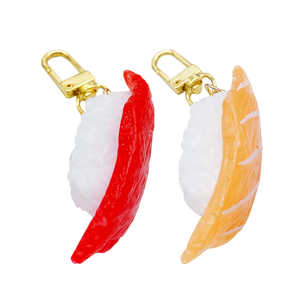 

2pcs Simulated Sushi Keychains Metal Cute Food Pendants Practical Long Lasting Novel Design Bag Accessory Gift