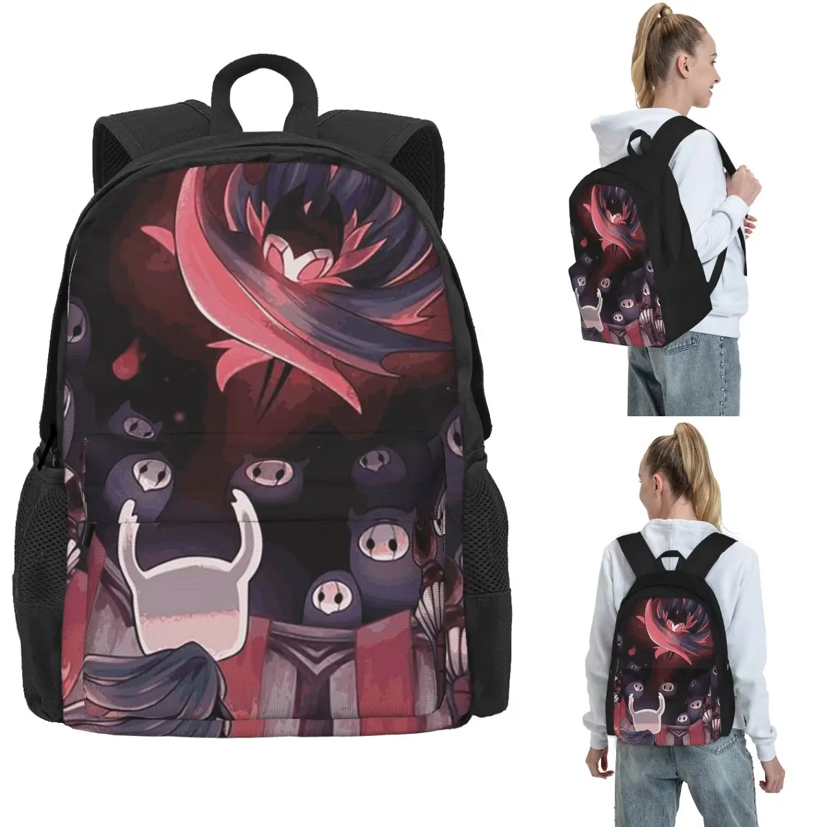 

Рюкзаки Hollow Knight для мальчиков и девочек, сумка для книг, большая вместительная школьная сумка для студентов, дорожный рюкзак, сумка на плечо