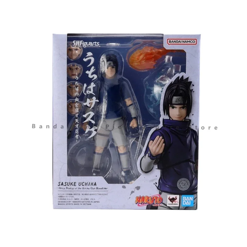 In Stock Original Bandai Naruto SHF Uchiha Sasuke Action Figures Animation Model Genuine Collector Hobby Anime Gifts for kids