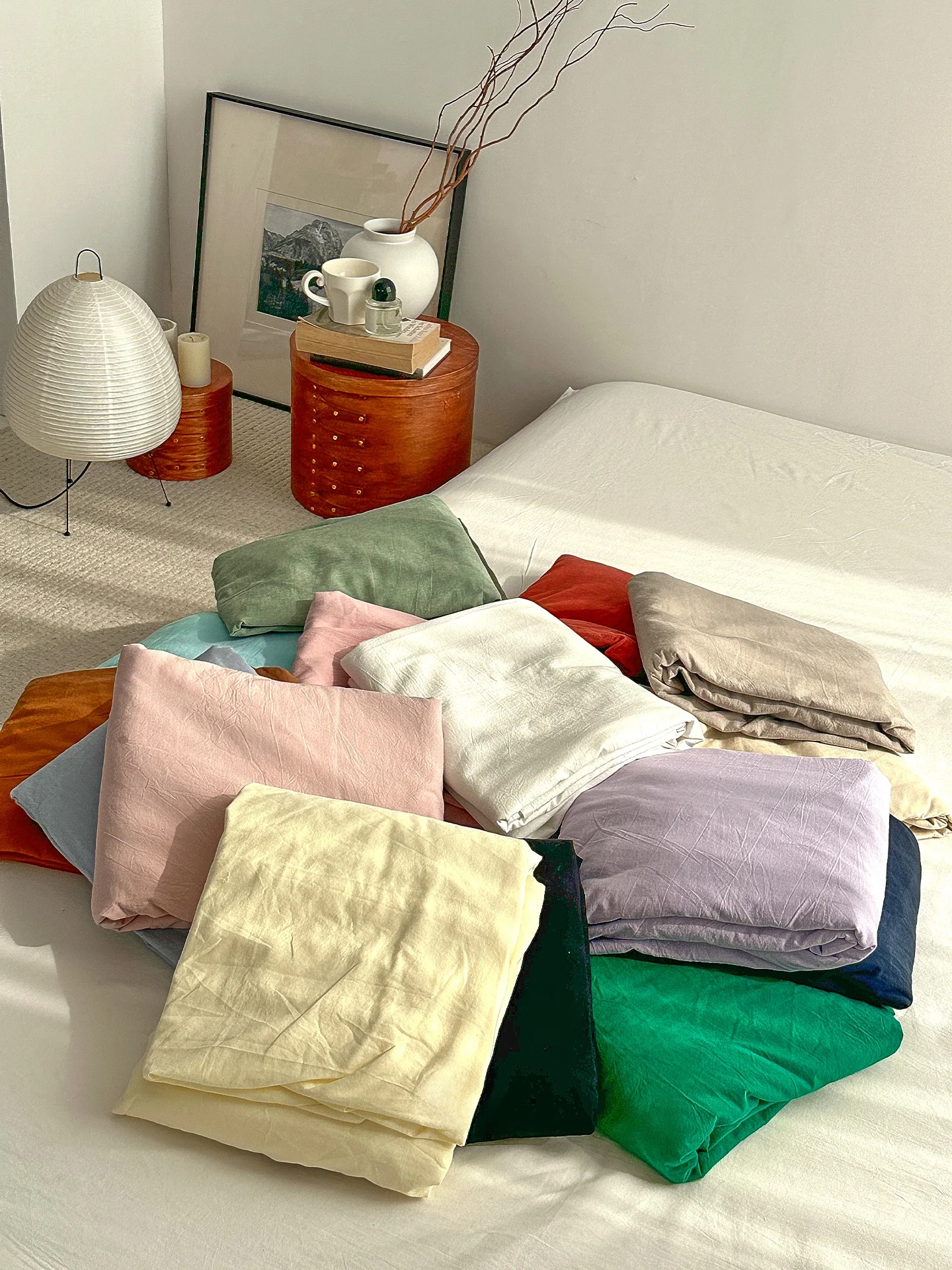 Soft Washed Pure Cotton Bedding Set 16 Colors Available Durable Bed Sheet Cover Protector All Seasons Comfortable Breathable
