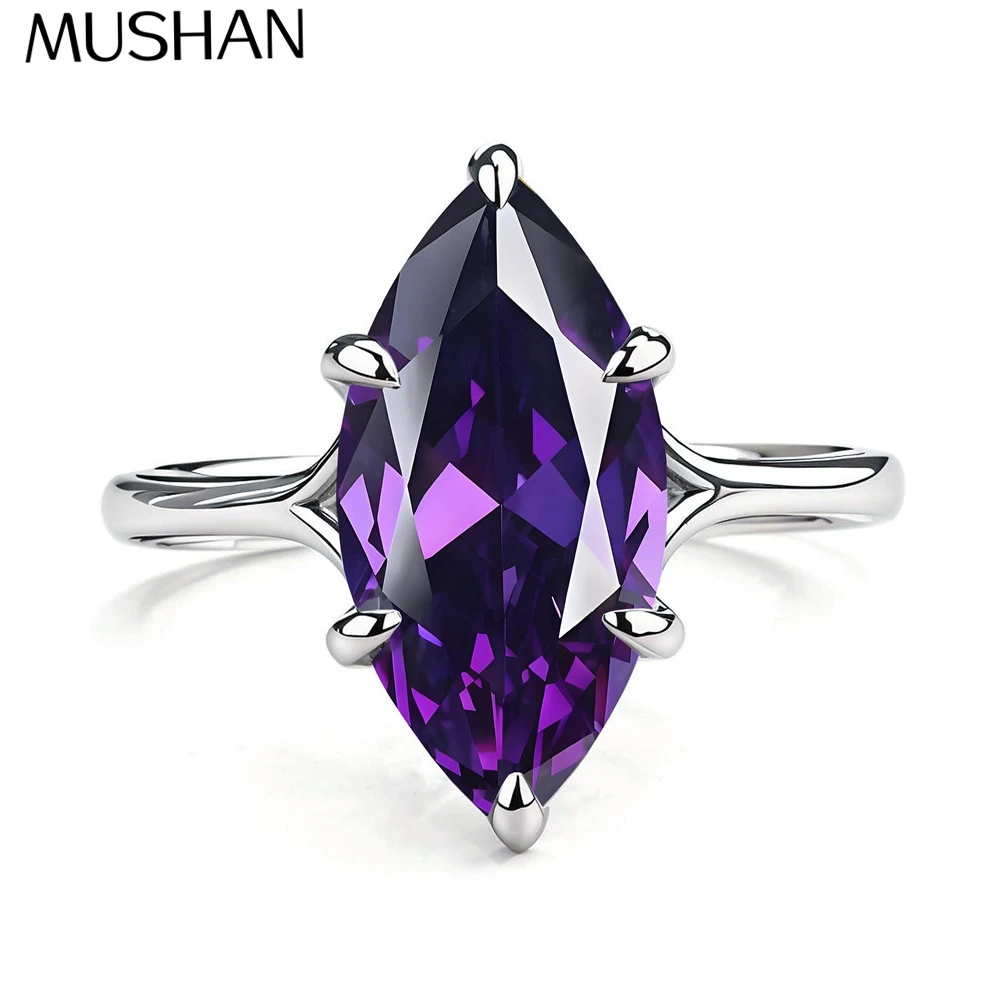 

MuShan Brand Luxury Jewelry 925 Sterling Silver Ring Colorful Gemstones Wedding Gift for Women 18K Gold Plated Anniversary Ring