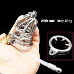 New Stainless Steel Cock Cage Penis Ring Lock With Urethral Sounds Catheter And Spike Ring Chastity Cage Sex Toys For Men Adult