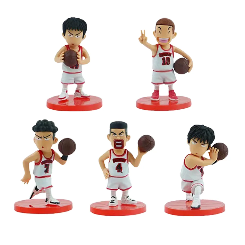 5 Pieces/Set Of Anime Slam Dunk Hanamichi Sakuragi Rukawa Kaede Miyagi Ryota Mitsui Hisashi AkagiTakenori Q Version Pvc Toy Gift