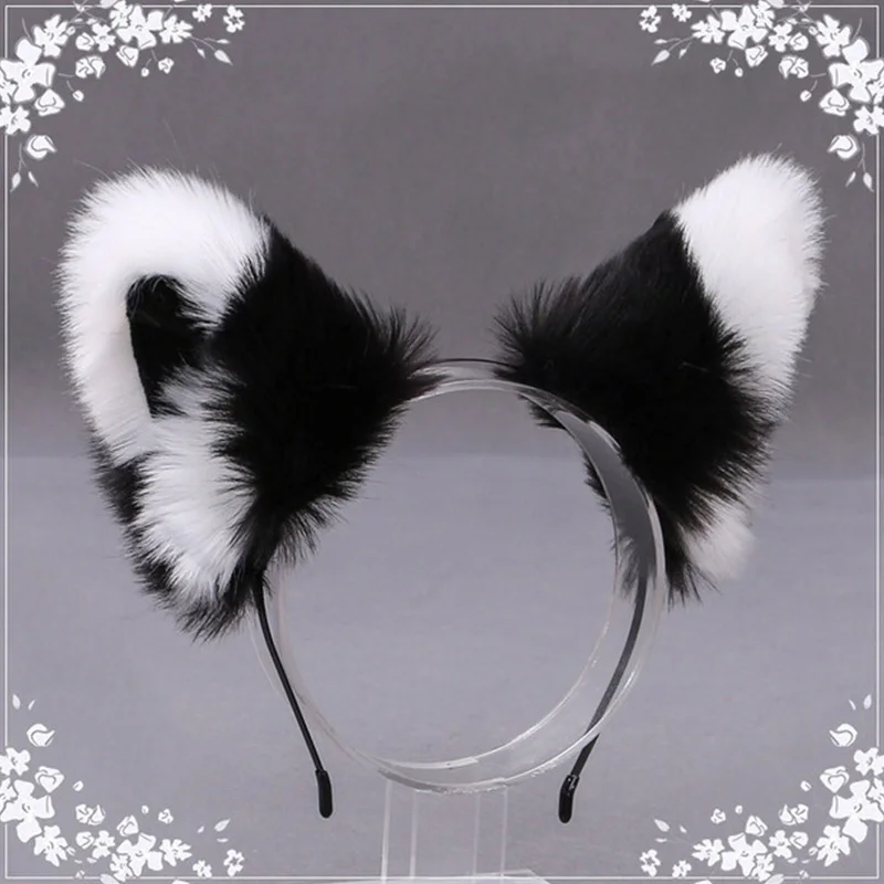 Cute Lolita Cosplay Cat Ears Headband Anime Dance Party Costume Wolf Fox Ear Plush Hairband Girls Kawaii Hair Accessories Props