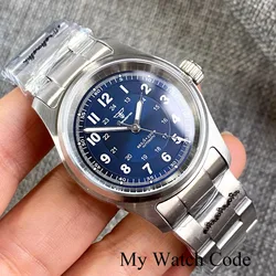 Tandorio 316l stahl wasserdicht 20bar automatische männliche uhren blau pilot armbanduhr nh35 pt5000 feld 36mm saat erkek otomotik