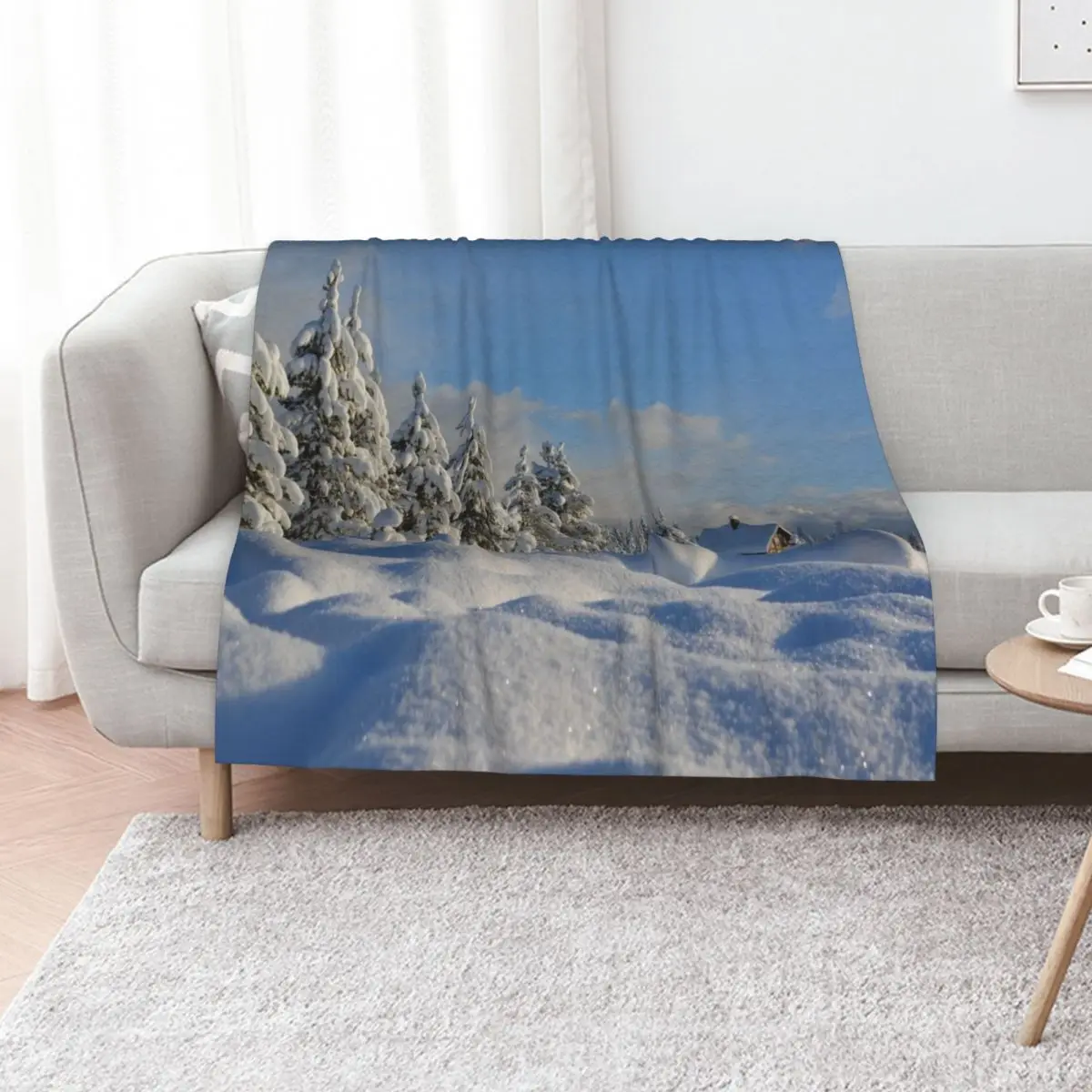

Snow Covered Trees Throw Blanket Winter beds Designers Flannels Extra Large Throw Blankets