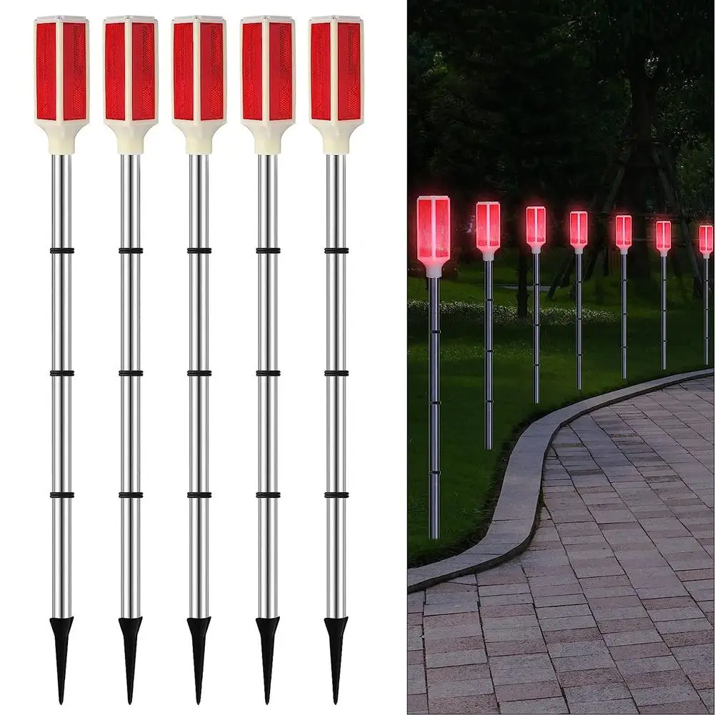 

5Pcs Solar Powered Driveway Lights Outdoor Garden Lamp Markers Landscape Reflectors For Snow Road Yard Lawn Patio Decorative