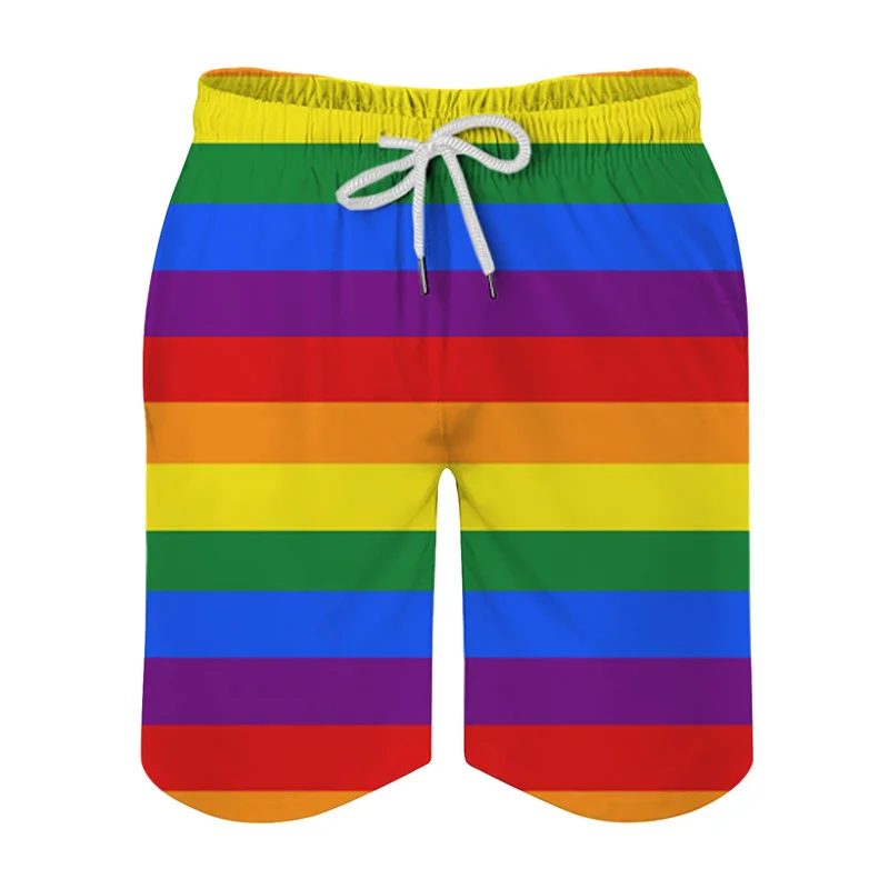 New 3d Print Rainbow Ducks Beach Shorts For Men Casual Summer Surfing Board Shorts Quick Dry Swimsuits Swim Trunks Short Pants