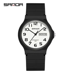 SANDA-reloj de cuarzo con correa de silicona para adolescentes, cronógrafo de pulsera personalizado, creativo, con fecha Simple, regalo para niño y niña, 9072