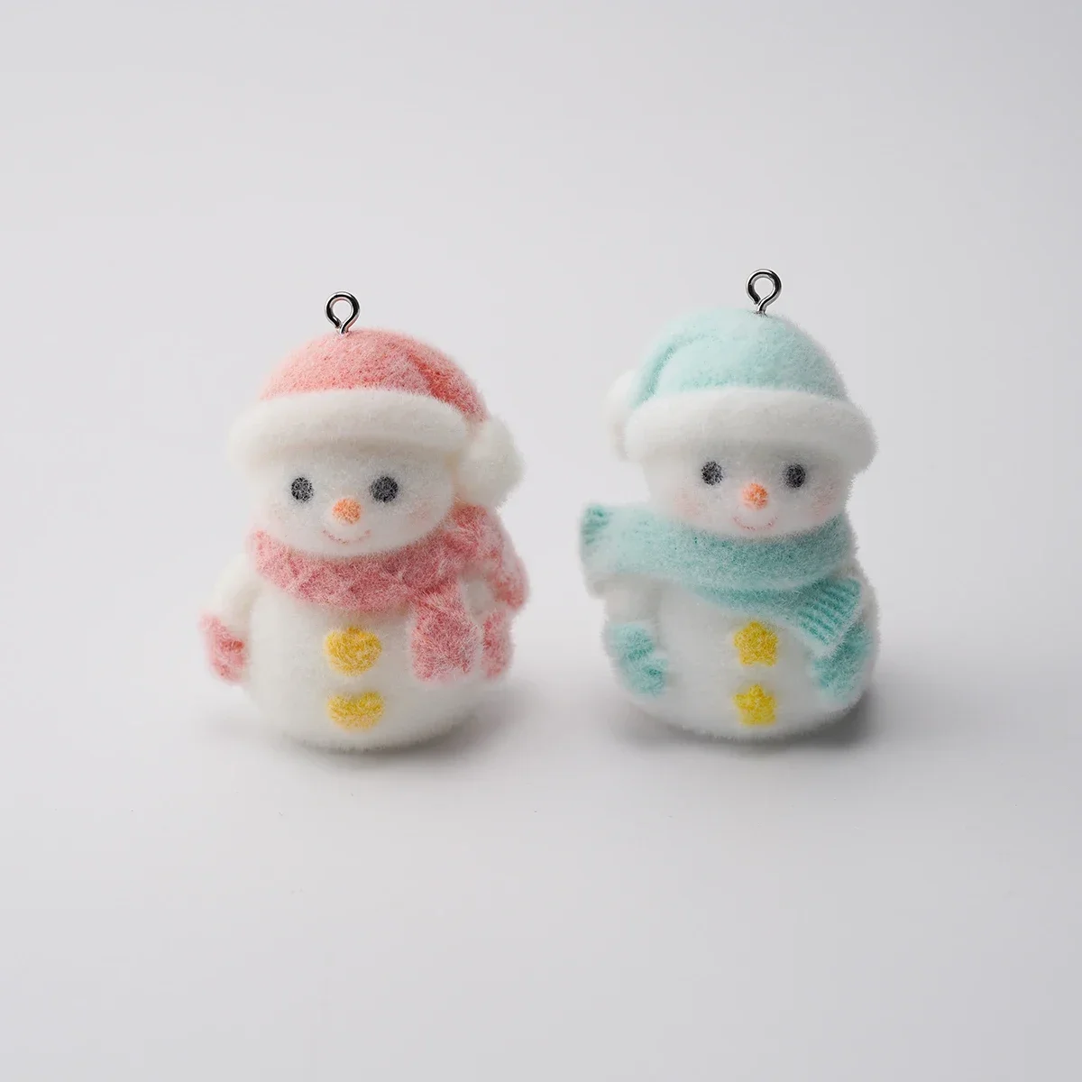 5pcs 3D Cute Christmas Snowman charms Flocking cartoon Doll  Pendant for Backpack chains Keychains DIY Jewelry make Accessories