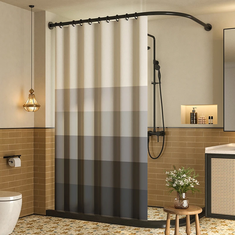 2025 New Shower Curtain Waterproof Bathroom Curtain Modern with Hooks Water Resistant Mould Proof Polyester Fabric