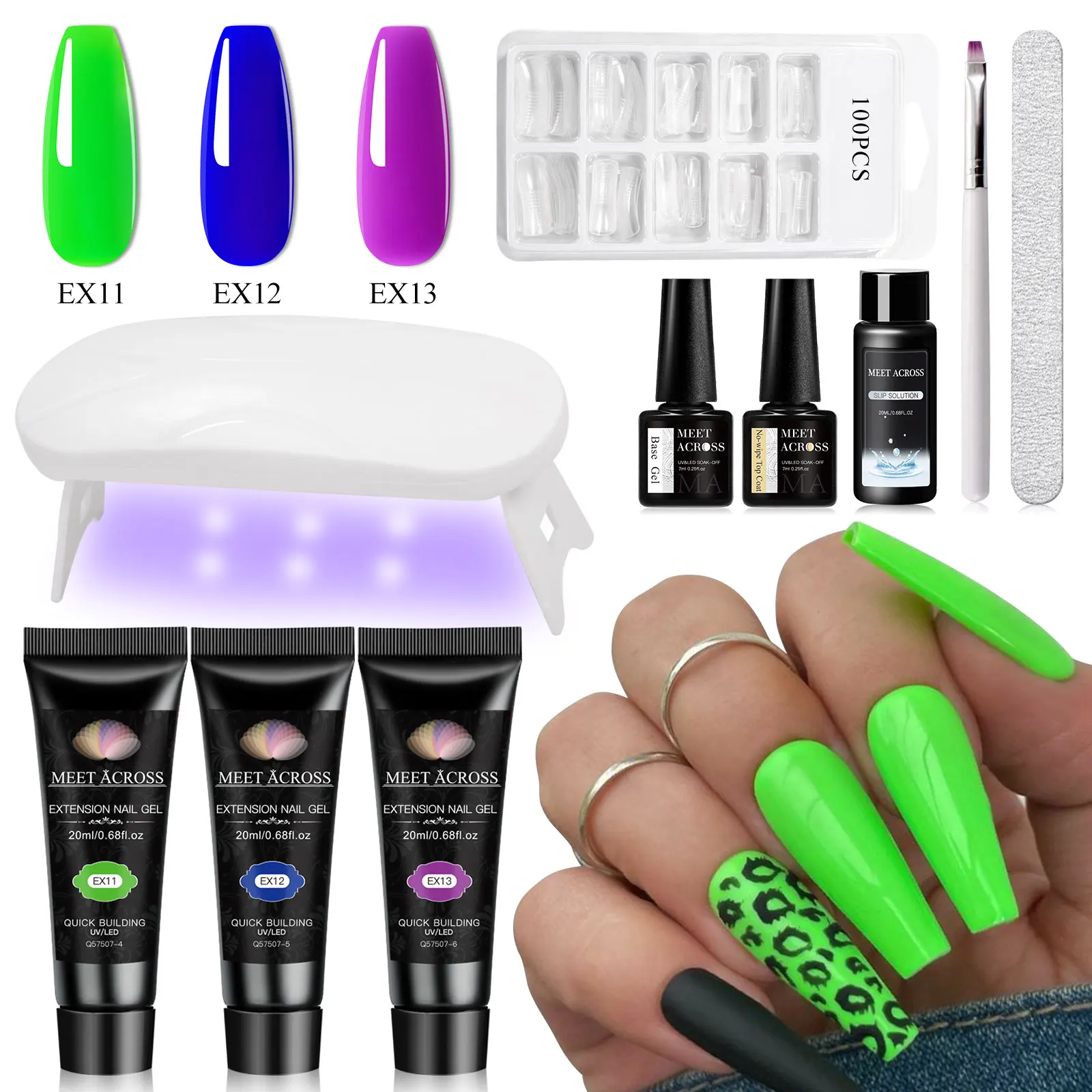 10個入り 20ml エクステンションネイルジェルポリッシュセット アクリルクリスタルビルディング フルポリジェル ネイルキット UVニス ネイルアート マニキュアキット