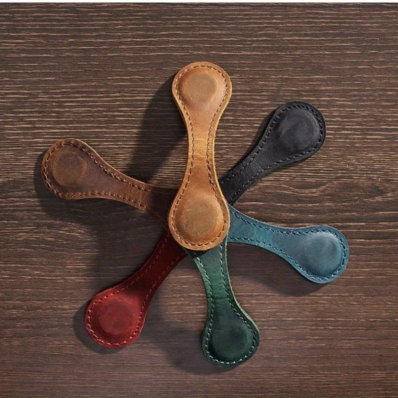 1pc Retro Bookmark Magnetic Book Clip Decoration Leather Bookmark Double-sided Hand Account Clip