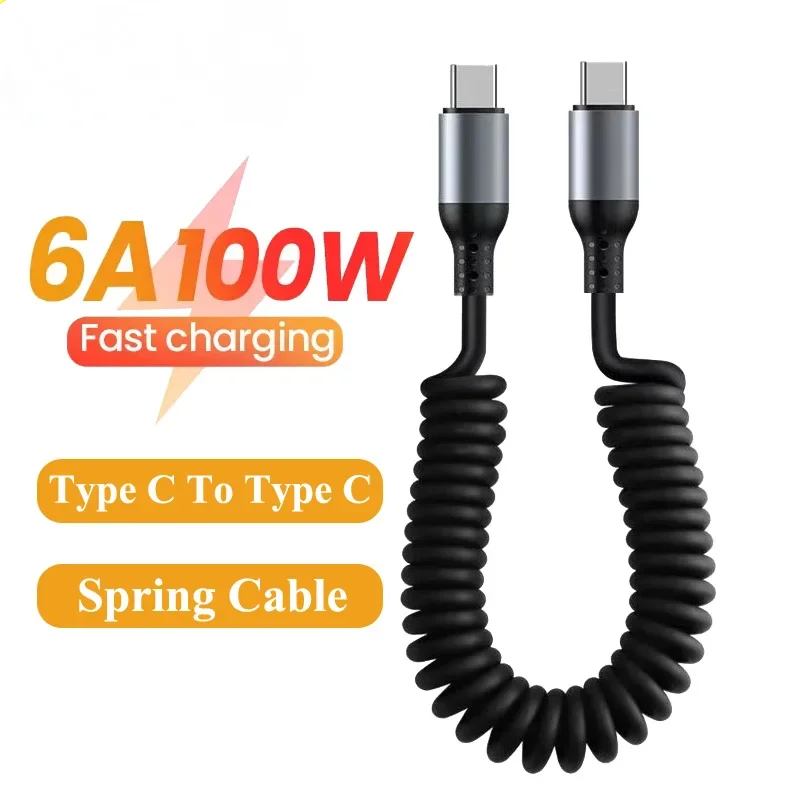 Car USB Type C Scalable 66w Fast Charge Cable USB\Type-C to Type-C\LIGHTNING Car Cable for iPhone 15 14 Xiaomi Samsung Huawei