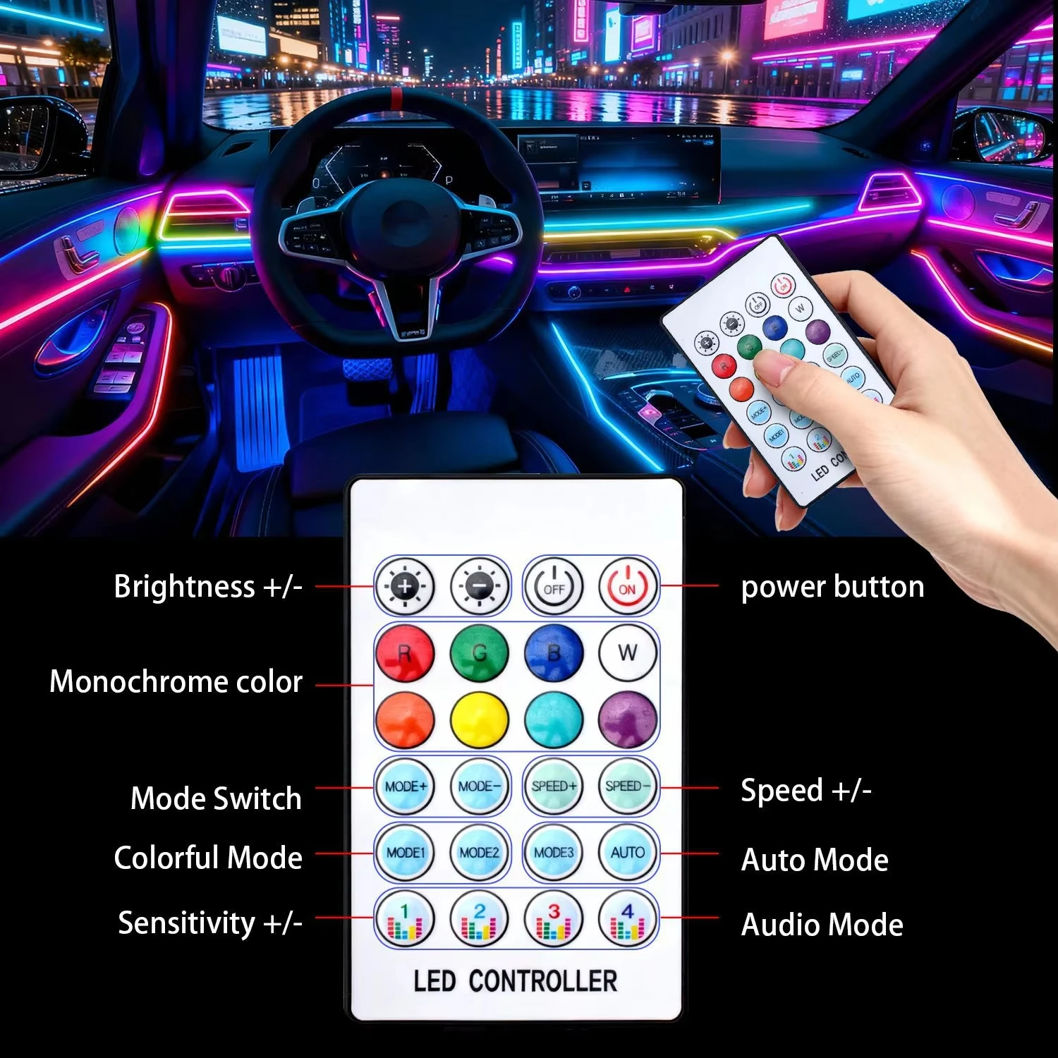 LED車内雰囲気照明ネオンアクリルストリップUSBアプリリモ - Rgb Hub Sync のレビューと価格