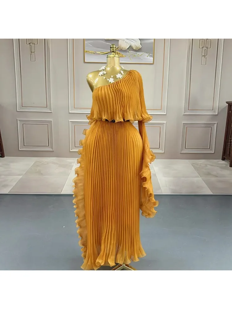 

Plus Size Dress, Fashionable Retro Light Luxury High-end Slanted Shoulder Banquet Dress, Evening Dress, Women's Party Dress