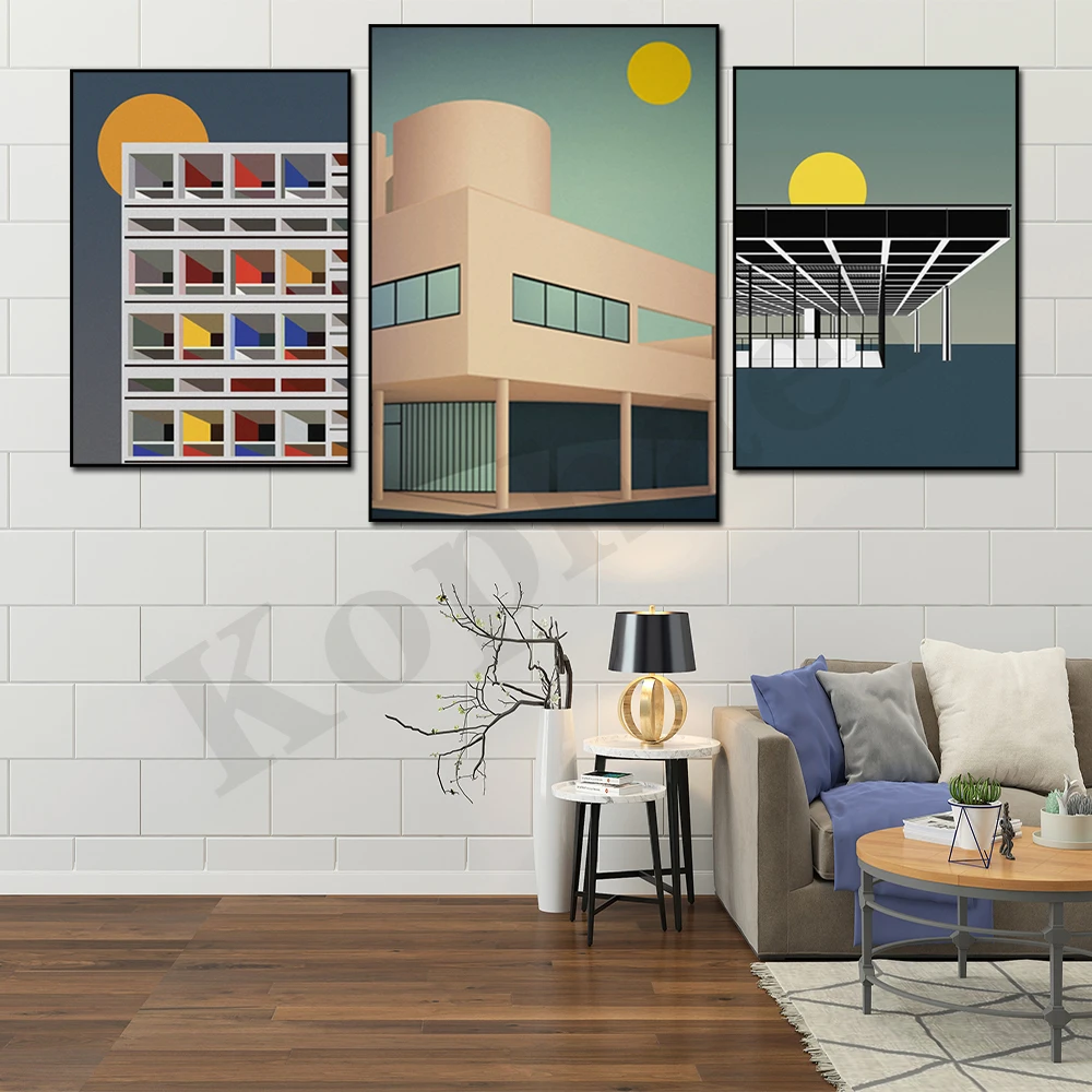 Master of Modern Architecture Ludwig Mies van der Rohe Design Graphics Illustration Abstract Poster