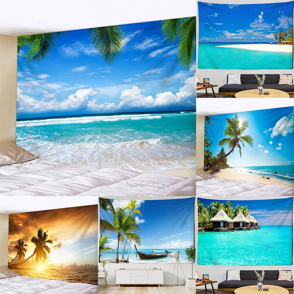 Hawaii beach pattern tapestry home decoration room wall background cloth house living room dormitory bedside hanging cloth