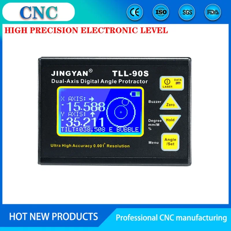 Electronic level high-precision angle meter ruler 0.005 degrees laser dual-axis digital display inclinometer TLL-90S