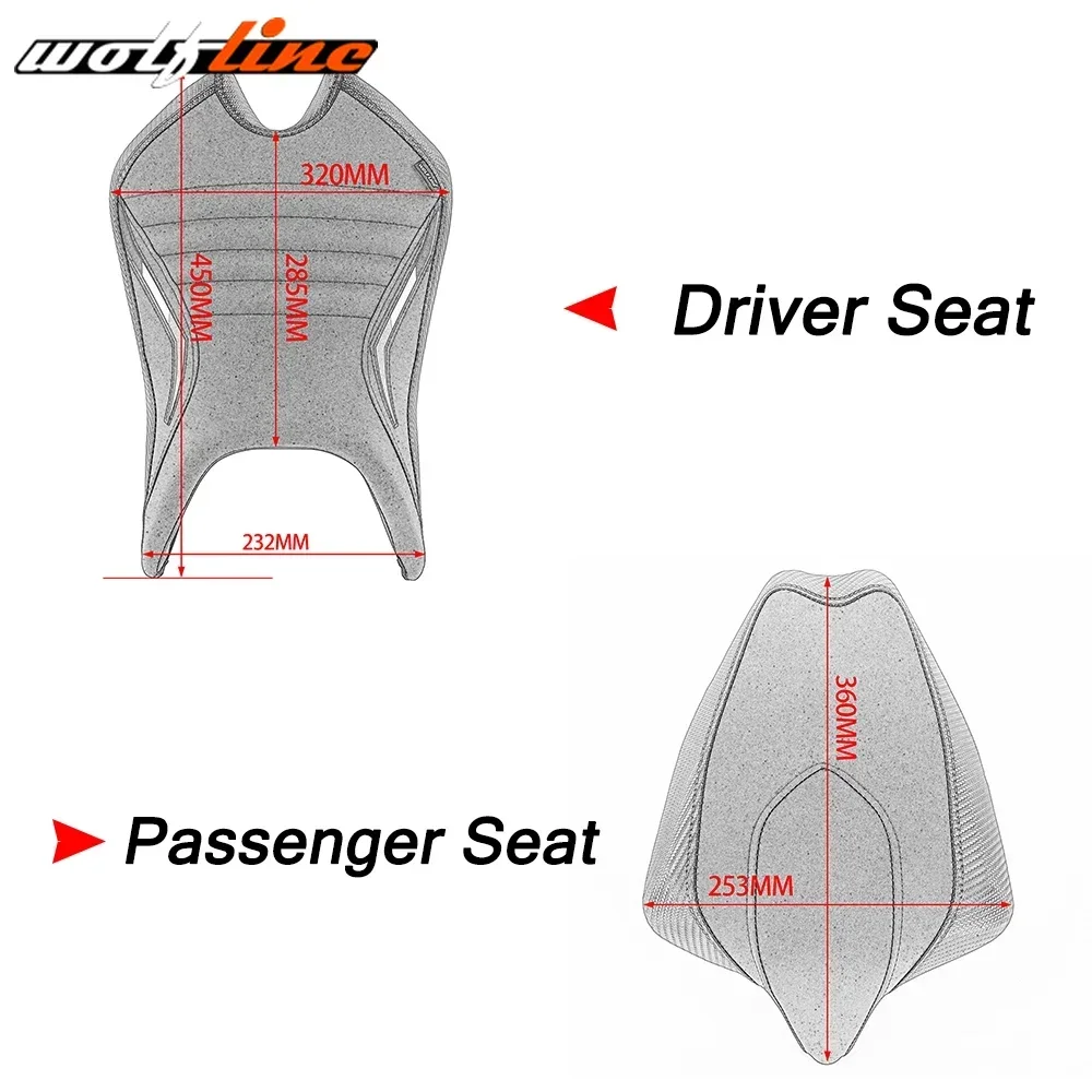 WOLFLINE Fahrersattelpolster Beifahrersitzkissen Motorrad Sozius für Aprilia RS 660 2020–2024 2021 2022 2023