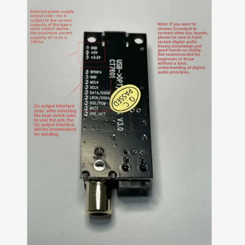 CT7601 Interfaz de audio digital USB/USB a fibra óptica coaxial (con versión de pantalla)