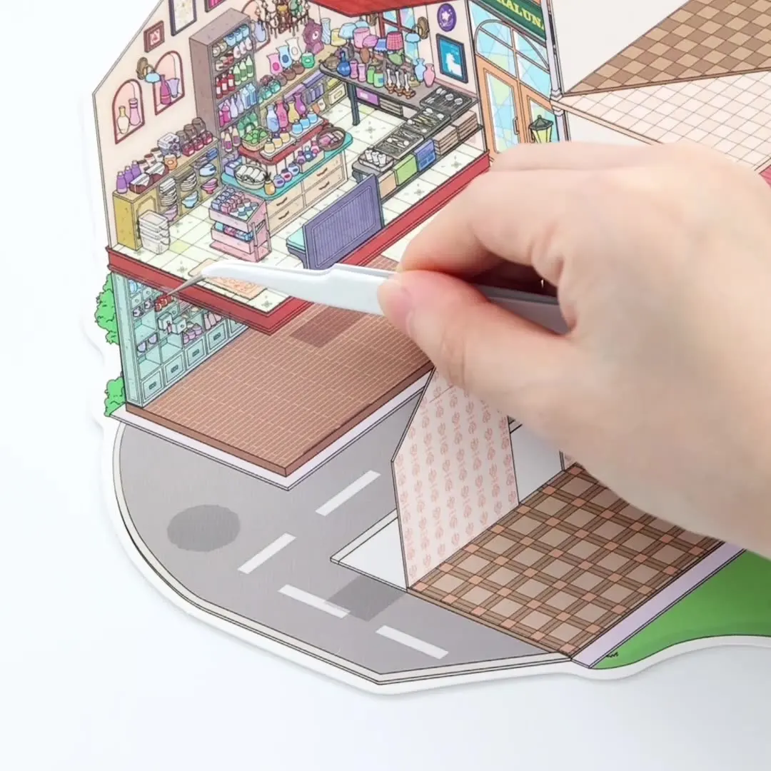 Kawaii الشارع التجاري 2.5D مركز تسوق صغير المشهد ملصق DIY بها بنفسك جيب المقصورة المشهد هدايا الهالوين #4