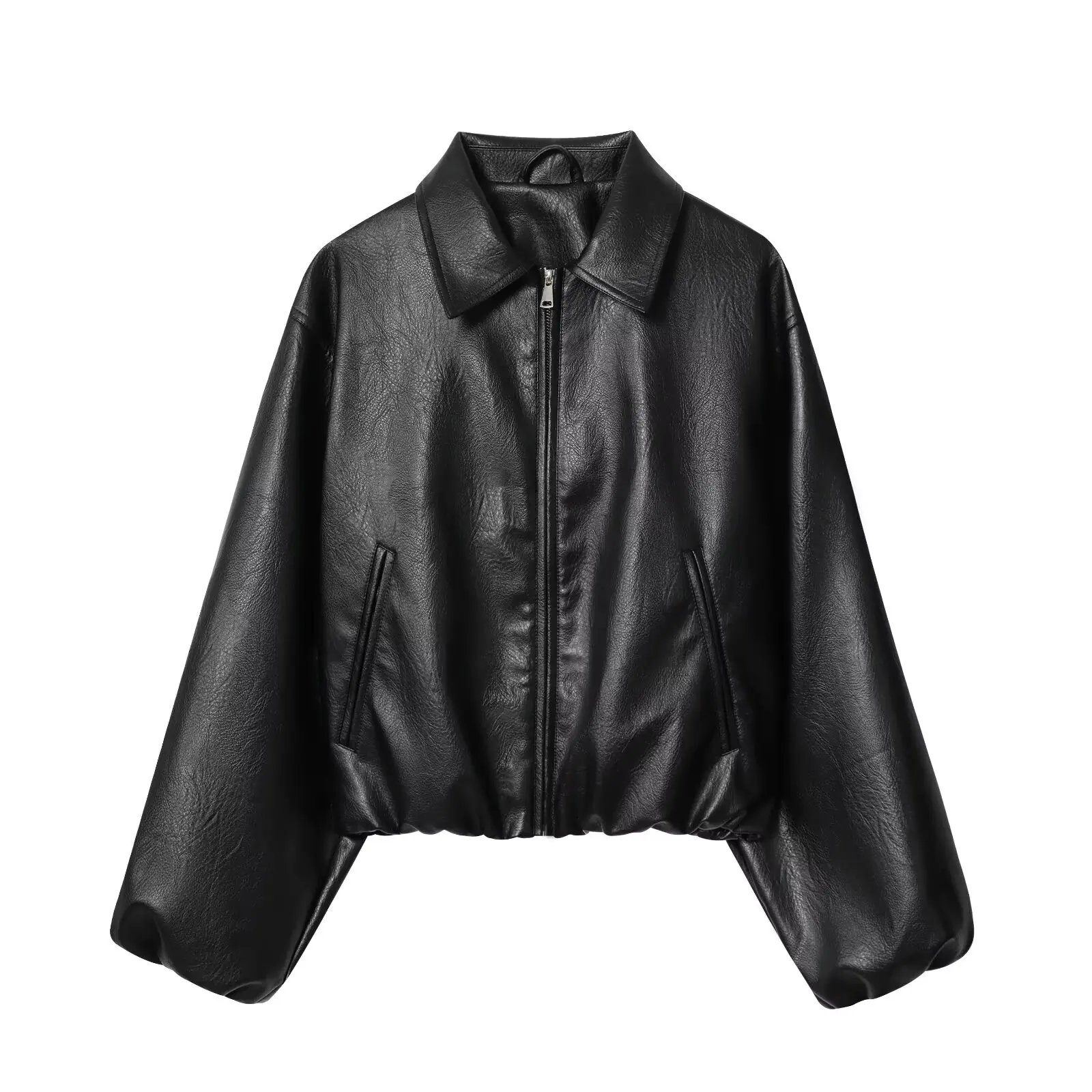 BSAY moda versátil cremallera cuello manga larga suelta mujer otoño nueva colección 2025 chaqueta de piloto abrigo