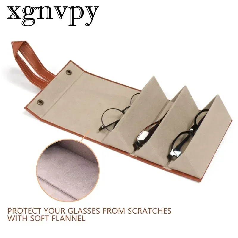 Xgnvpy نظارات قابلة للطي المنظم 2/3/6 متعددة الفتحات النظارات الشمسية تخزين عرض السفر بولي Leather نظارات جلدية صندوق تخزين المنزل